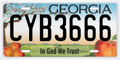 GA license plate CYB3666