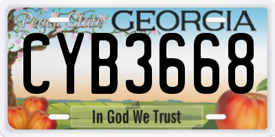 GA license plate CYB3668