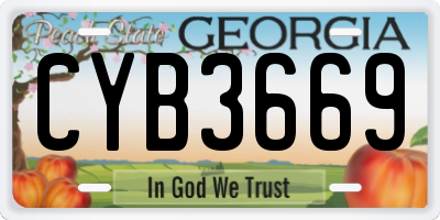 GA license plate CYB3669