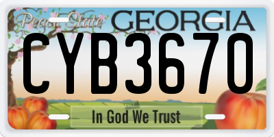 GA license plate CYB3670