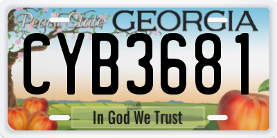 GA license plate CYB3681