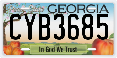 GA license plate CYB3685
