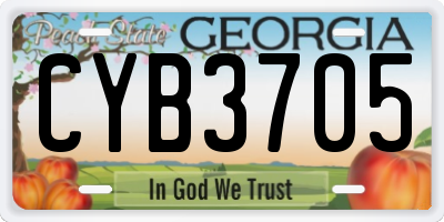GA license plate CYB3705