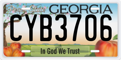 GA license plate CYB3706
