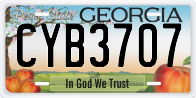 GA license plate CYB3707