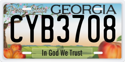 GA license plate CYB3708