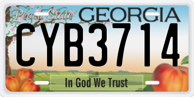 GA license plate CYB3714