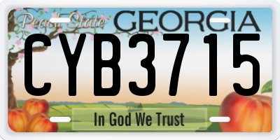 GA license plate CYB3715