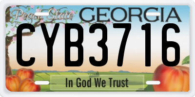 GA license plate CYB3716