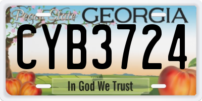 GA license plate CYB3724