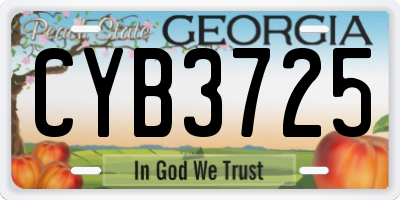 GA license plate CYB3725