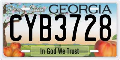 GA license plate CYB3728