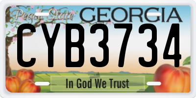 GA license plate CYB3734