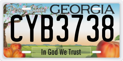 GA license plate CYB3738