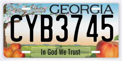 GA license plate CYB3745