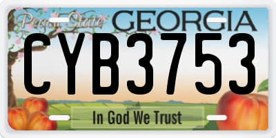 GA license plate CYB3753
