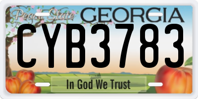 GA license plate CYB3783