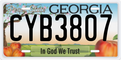 GA license plate CYB3807