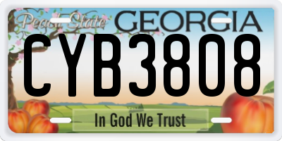 GA license plate CYB3808