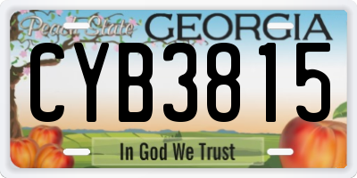 GA license plate CYB3815