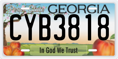 GA license plate CYB3818