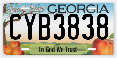 GA license plate CYB3838