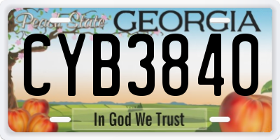 GA license plate CYB3840