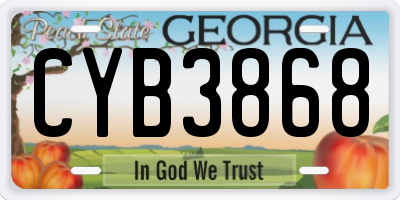 GA license plate CYB3868