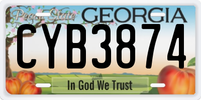 GA license plate CYB3874
