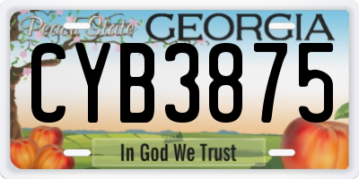 GA license plate CYB3875