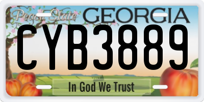 GA license plate CYB3889