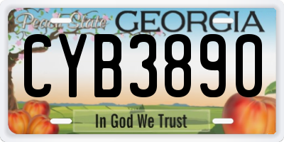 GA license plate CYB3890