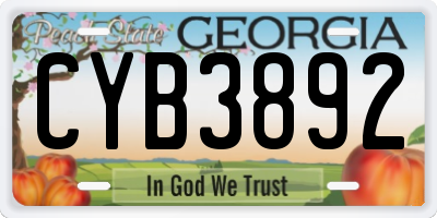 GA license plate CYB3892