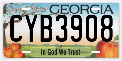 GA license plate CYB3908