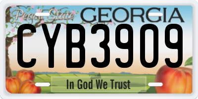 GA license plate CYB3909