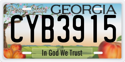 GA license plate CYB3915