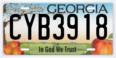 GA license plate CYB3918