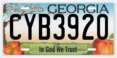GA license plate CYB3920