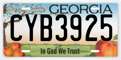 GA license plate CYB3925