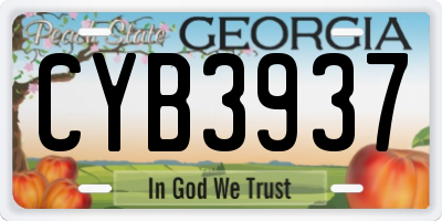GA license plate CYB3937