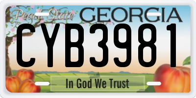 GA license plate CYB3981