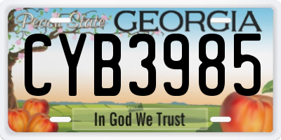 GA license plate CYB3985