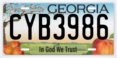 GA license plate CYB3986