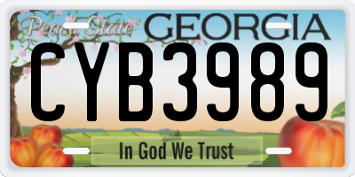 GA license plate CYB3989