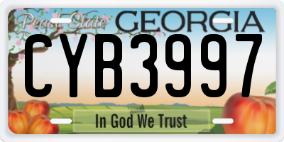 GA license plate CYB3997