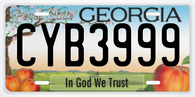GA license plate CYB3999