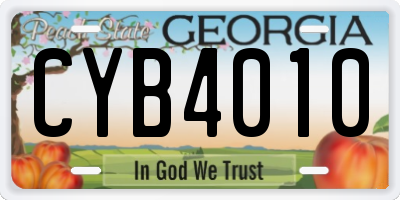 GA license plate CYB4010