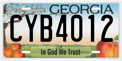 GA license plate CYB4012