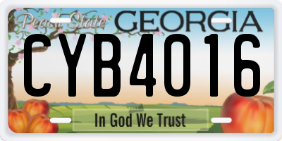 GA license plate CYB4016