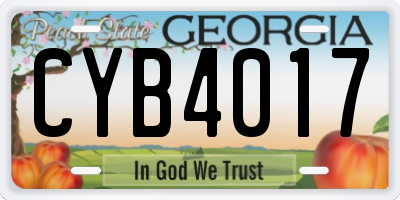 GA license plate CYB4017